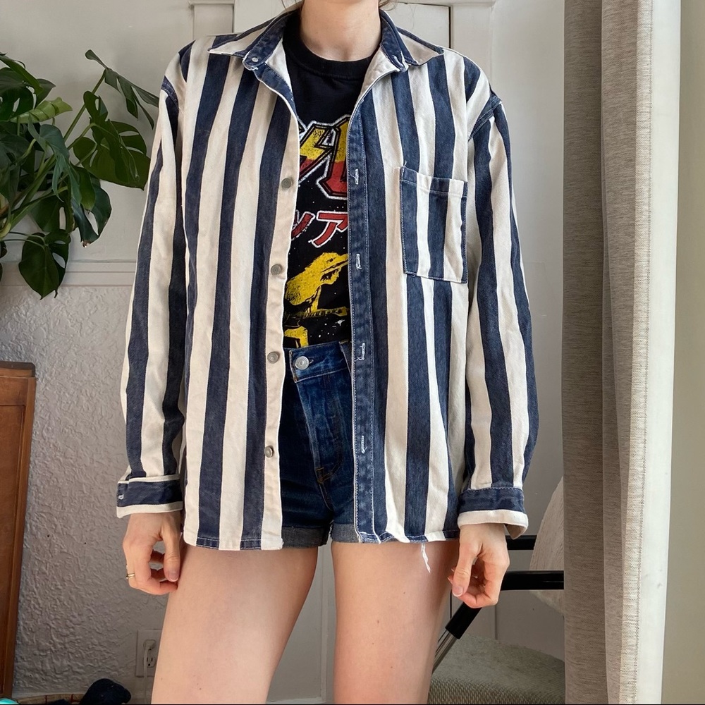 Zara striped relaxed fit denim thick shacket